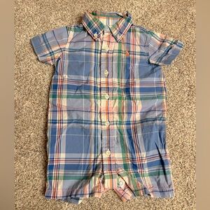 Polo Ralph Lauren Plaid Button Up Romper, size 6 months